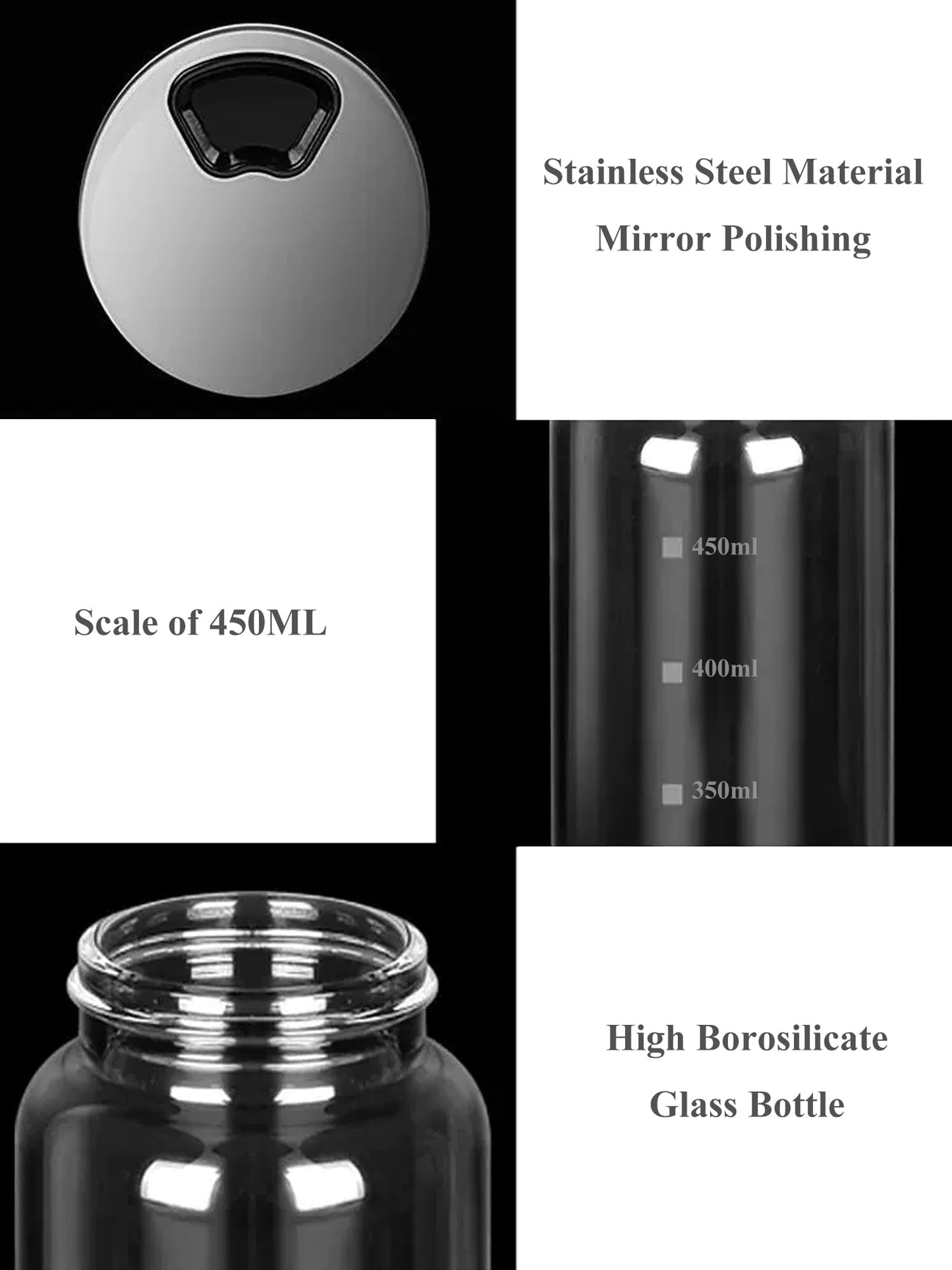 15 oz Salt and Pepper Shakers Set with Adjustable Outlet Holes Clear Glass Bottles Spice Seasoning Cans Jar for Kitchen Decor and Home Restaurant BBQ Camping Farmhouse(10 Pcs, 450 ML)