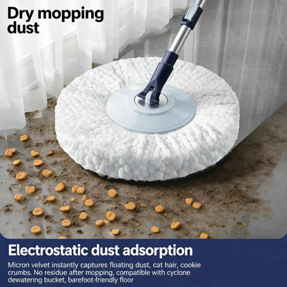 Spin Mop Bucket with Wringer, Mop with Bucket Set Includes 3 Replacement Pads, Durable Mop Bucket for Home Floor Cleaning