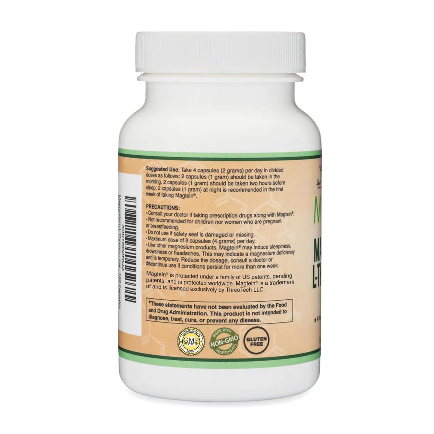 Double Wood Magnesium L Threonate Supplement | 120 Capsules (30 Servings) High Strength Magnesium L Threonate (4 per Serving) 2000mg