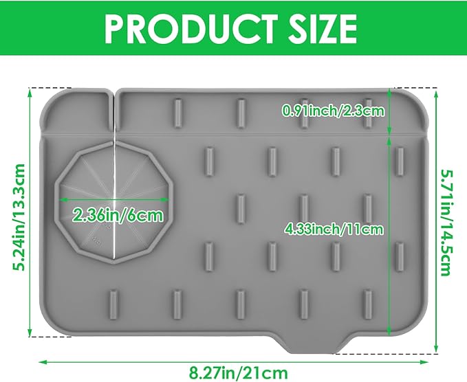 Silicone Sink Faucet Splash Guard Mat, Soap Dish Pad, Drip Catch Sponge Holder