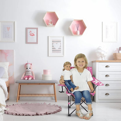 Emily Rose Kids Pink Flowers Folding Beach Camping Camp Chair with Safety Lock, Carry Case & Cup Holder - for Girls Toddlers - Tailgate, Travel, Lawn, Sports - Indoor & Outdoor | USA Company