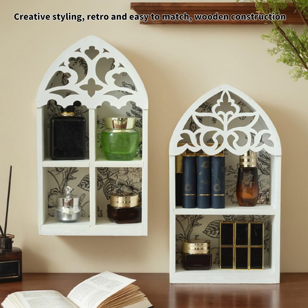Xanorrg Elegant Multilayer Styles Wall Shelf Featurings Precise Engraveds Pattern Home Decoration Display Stand Gothics Wall Shelf（6.7x3.2x12in）