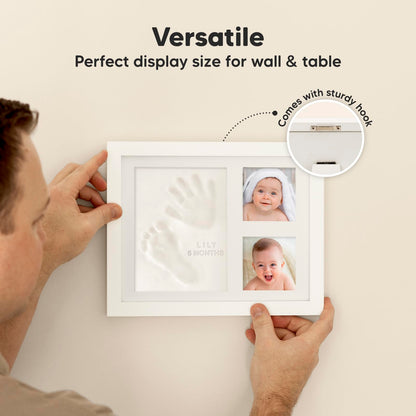 Baby Hand and Footprint Kit - Quick Dry Clay Baby Footprint Kit, Pets Paw, Newborn Keepsake Picture Frame for Boys, Girls, Personalized New Mom Gifts for Shower & Registry, Mother's Day (Alpine White)