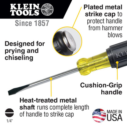 Klein Tools 32008 Demolition and Phillips Screwdriver Set with Plated Metal Strike Cap and Heat Treated Blade, Made in USA, 2-Piece