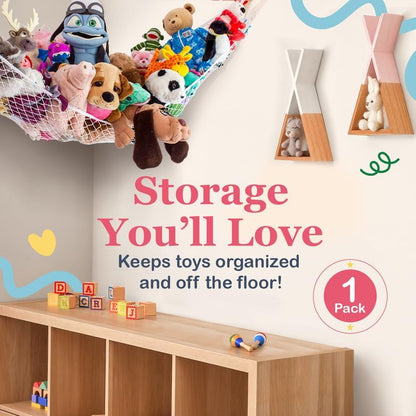 Lilly's Love Teddy Hammock | Toy Hammock for Stuffed Animals | Soft Toy Storage | Cute Room, Bedroom & Home Decor | Large (White)