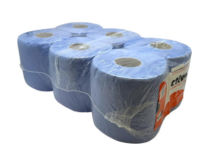 48 Rolls(8 Packs) ACT Blue Centre feed Rolls Embossed 2ply Wiper Paper Towel 45M