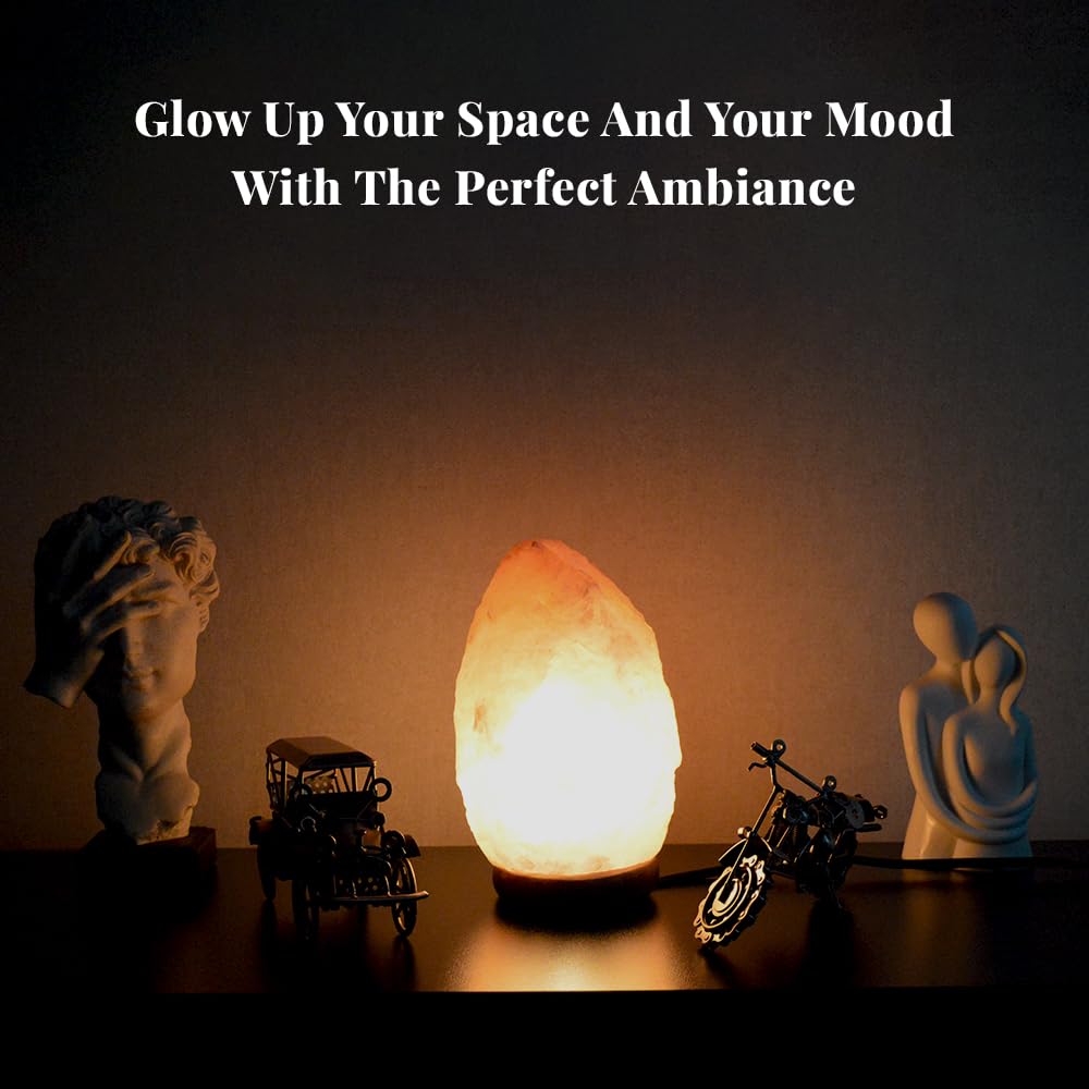 POHS 10–12 Inch Tall, 11–15 lbs Extra Large Himalayan Pink Salt Lamp | 100% Authentic Natural Hand-Carved Crystal Rock Salt Lamp with Wooden Base, Dimmable Cord & Bulb Replacement Included