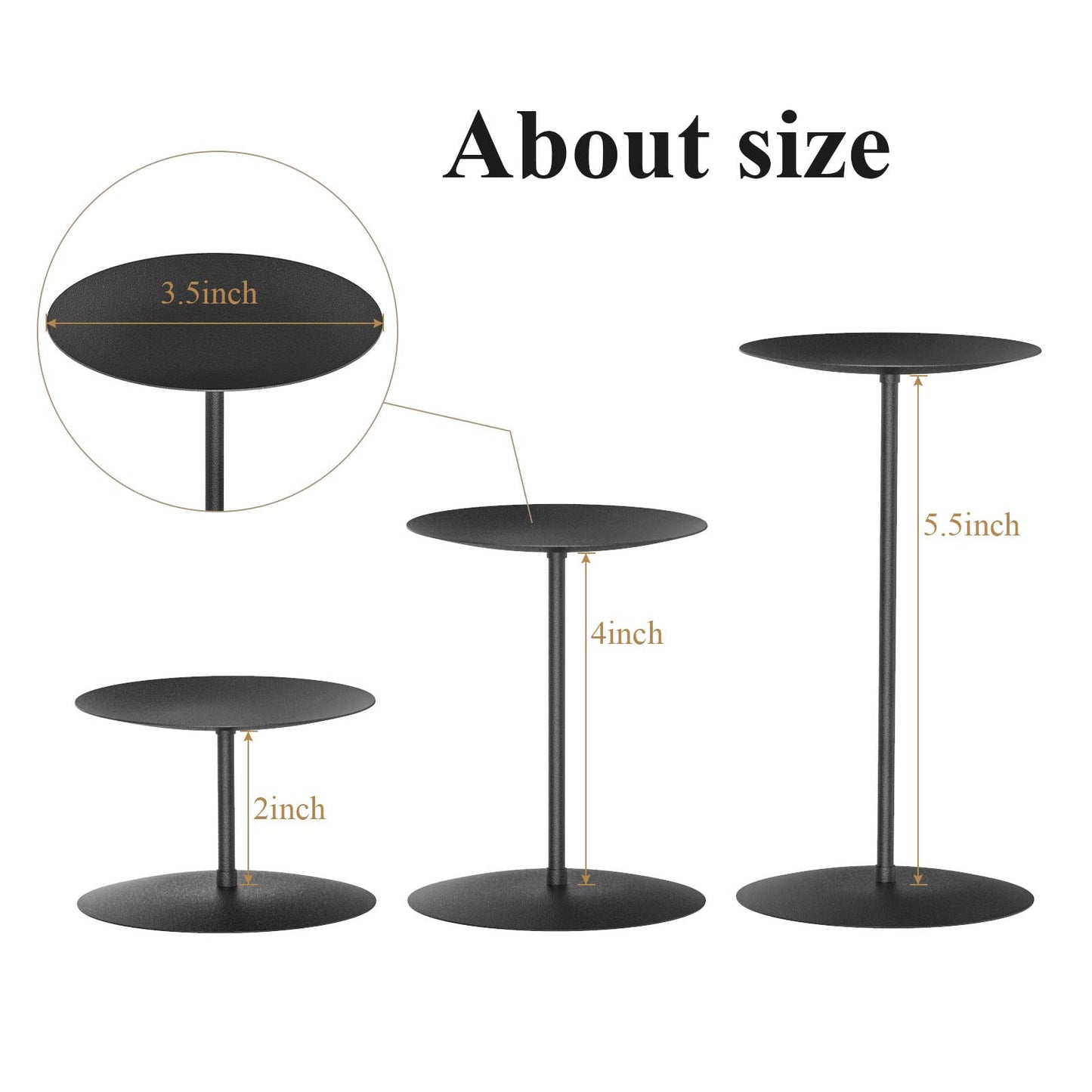 smtyle Holloween Black Candle Holder Metal Candle Stand Set of 3 Pillar Candle Holders for Table Centerpieces Fireplace Decorations Gothic Decor