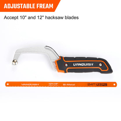 VANQUISH Aluminum Frame Mini Wood Hack Saw with 2 Piece Extra Flexible Bi-Metal HSS Blades Cutter Hand Hacksaw for Woodworking and Metal NW4851