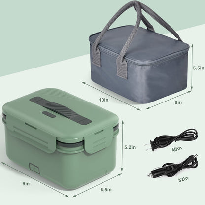 Electric Heated Lunch Box for Car Truck Home 1.8L 100W Portable Food Warmer with 12V/24V/110V/220V Hot Meal for Work Travel Jobsite Camping Christmas Gifts White Elephant Gifts for Adults/Men/Woman