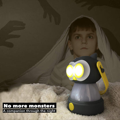 Outdoor Equipment LED Camping Lantern & Headlamp Set for Kids, FANT.LUX Battery Powered Night Light for Emergency, Hurricane, Lightweight Tent Lamp for Children (Owl Set)