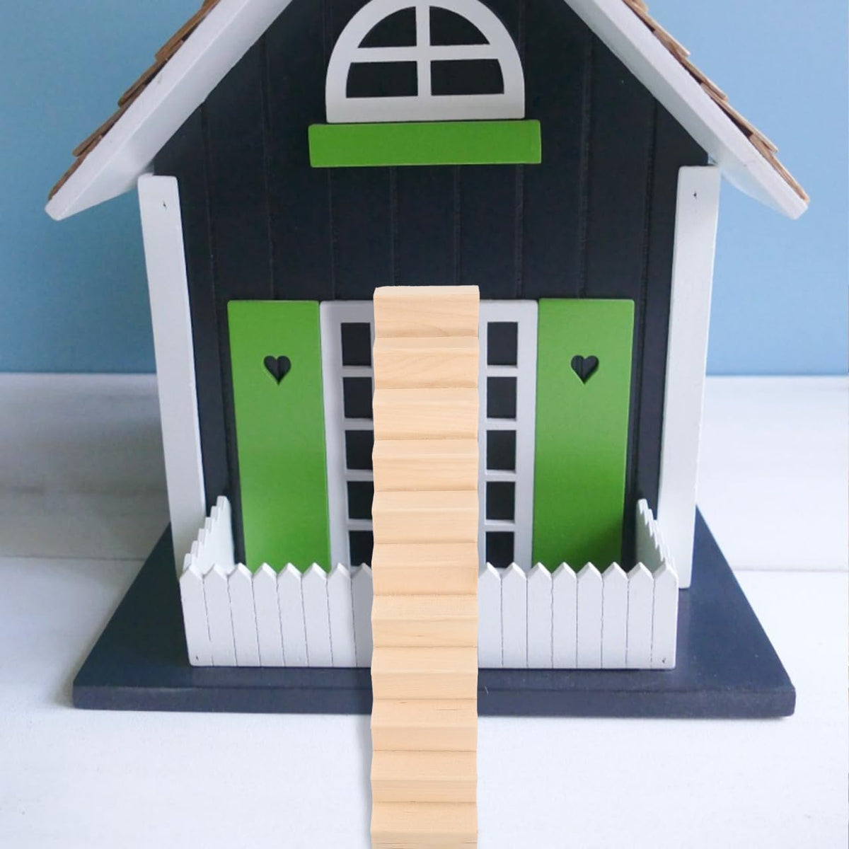 Artibetter Mini Staircase Wooden 1/12 DIY Stairway Accessory Model Without Armrest for Mini House Scene 1Pc (Pack of 2)