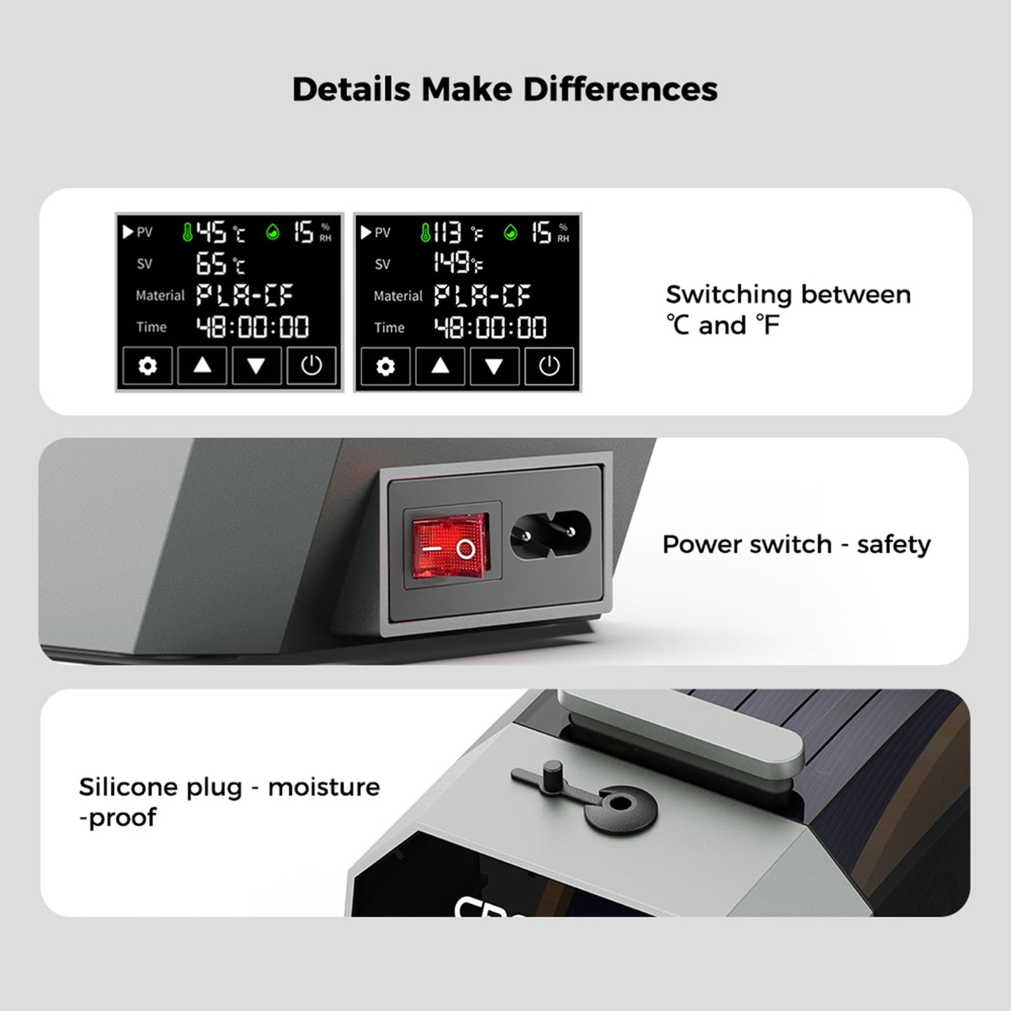 Creality Official Space PI Filament Dryer, 3D Printer Filament Dryer Box with 360° Heating, Upgraded Filament Dehydrator Storage Box Support PLA ABS PETG TPU 1KG 1.75/2.85mm