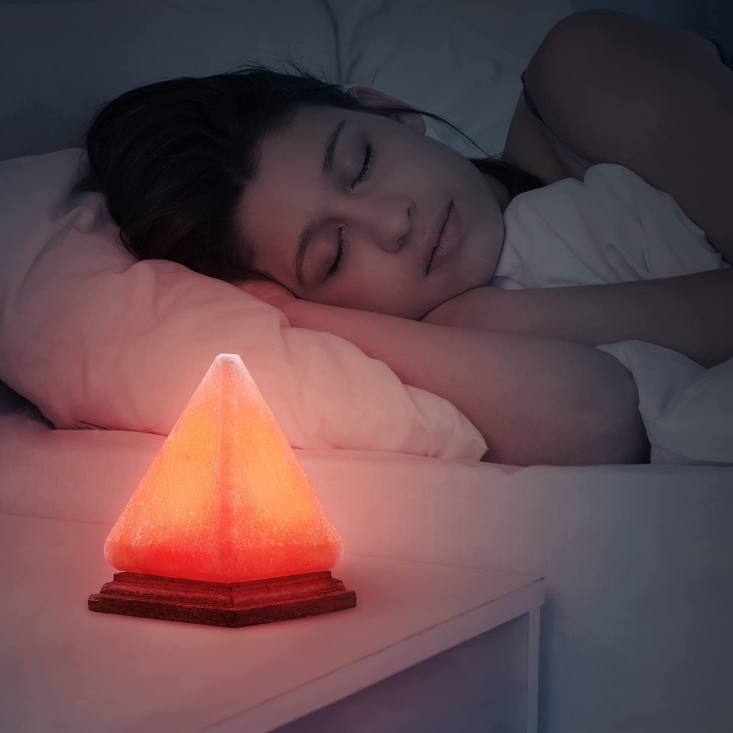 AMIR Pyramid Salt Lamp, 8 Colors Changing Himalayan Salt Lamp Crystal Rock Lamp, USB Salt Lamps Release Negative Ions for Bedroom, Living Room, Office Home Deco Yoga Gift