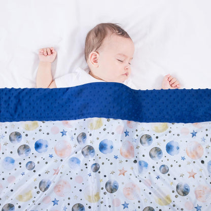 Donsonny Baby Blankets for Unisex Boys Girls, Super Soft Nursery Minky Blankets, 30 x 40 inch Outer Space Printed Bed Throws Newborn (Color Planet)