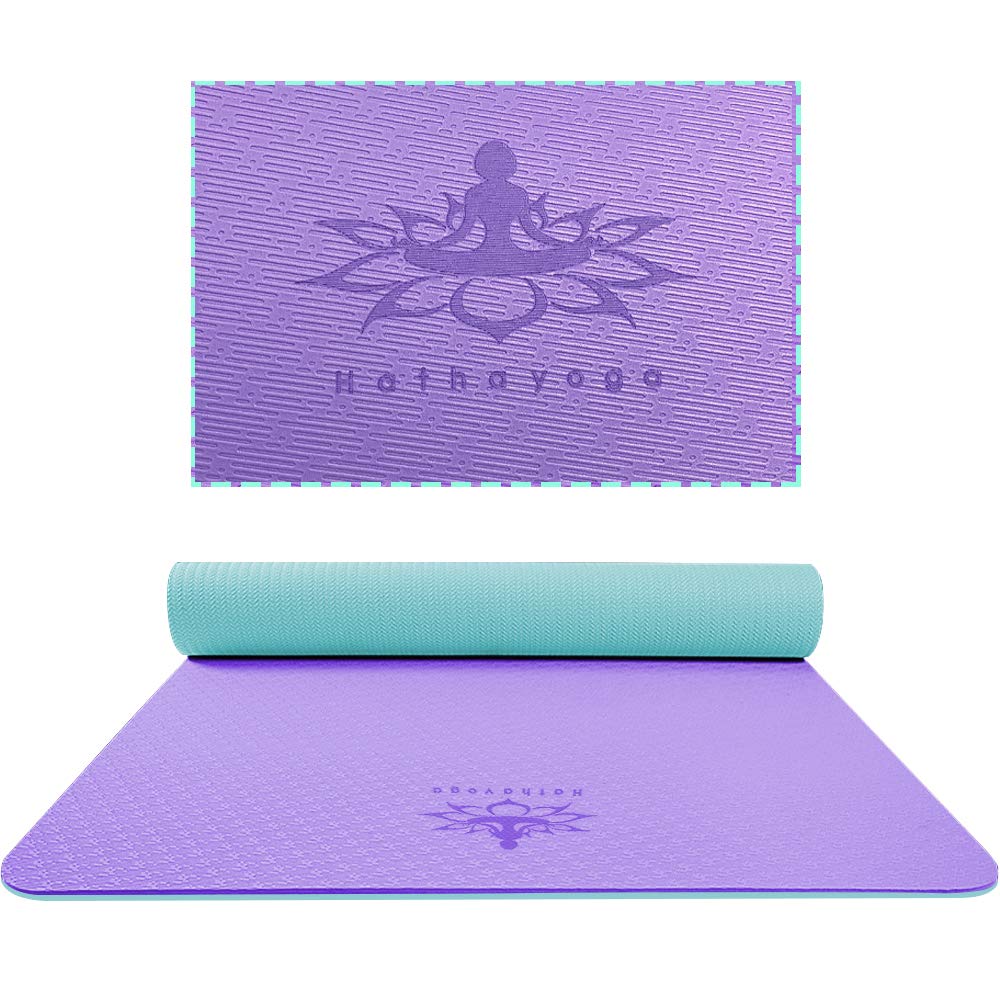 Hatha Yoga Extra Thick TPE Yoga Mat - 72"x 32" Thickness 1/2 Inch -Eco Friendly SGS Certified - With High Density Anti-Tear Exercise Bolster For Home Gym Travel & Floor Outside