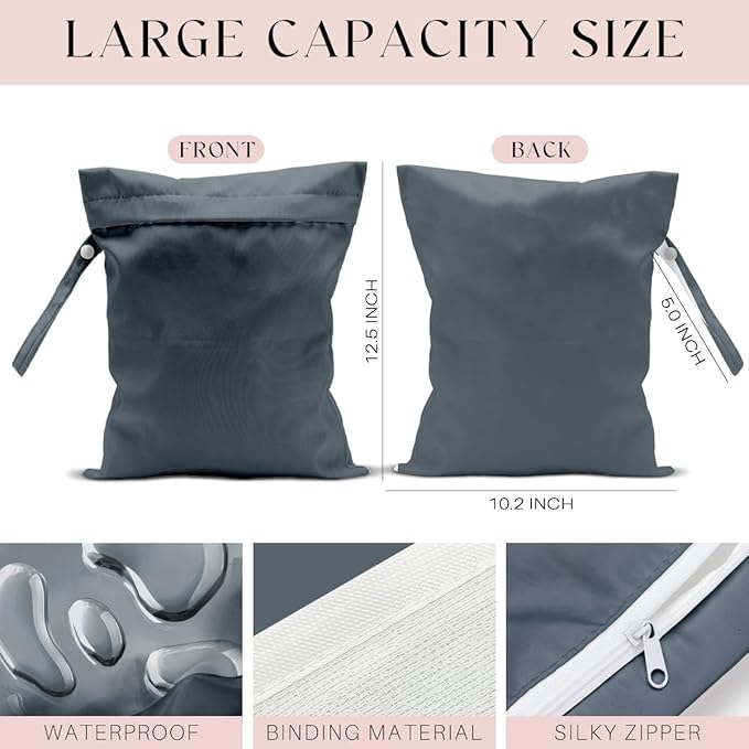 Waterproof Wet Bag for Swimsuit, Travel Beach Wet Dry Bag, Hidden Zipper