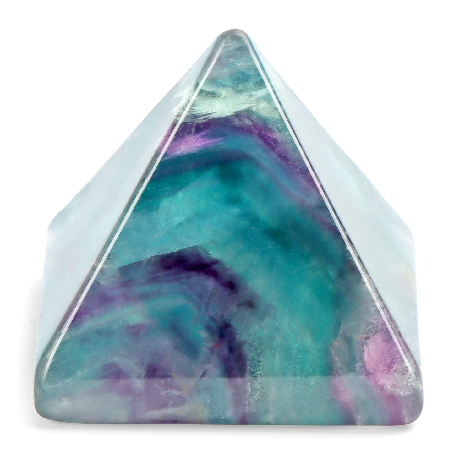 Hxswkk Rainbow Fluorite 1.6" Orgone Pyramid for Positive Energy, Success, Healing - Reiki, Chakra, Anti-stress Handmade Spiritual Gift