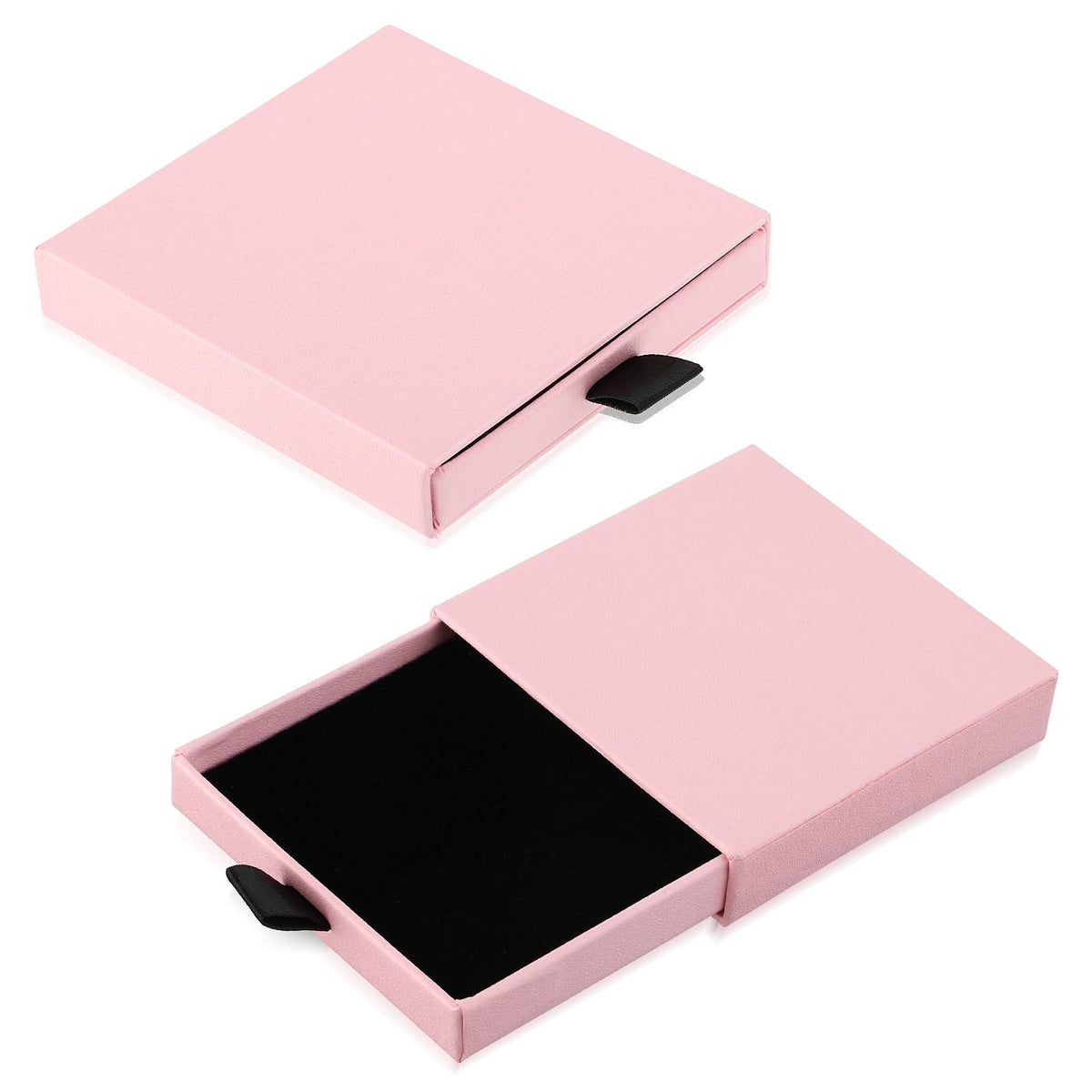 Yolev 2Pcs Jewelry Gift Box Cardboard Jewelry Box Square Necklace Earring Bracelet Gift Boxes Organizer Storage Boxes for Jewellery (Pink)