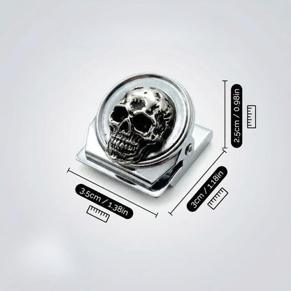 Silver Skull Fridge Magnets Set of 6 Gothic Decorative Strong Hold for Kitchen Office Whiteboard (Silver Skull Clips)