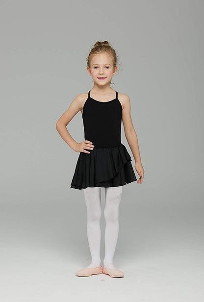 MdnMd Leotard for Girls Kids Dance Ballet Outfit Costume Gymnastic Ballerina Dress Tutu Christmas (Black, Age 6-8)