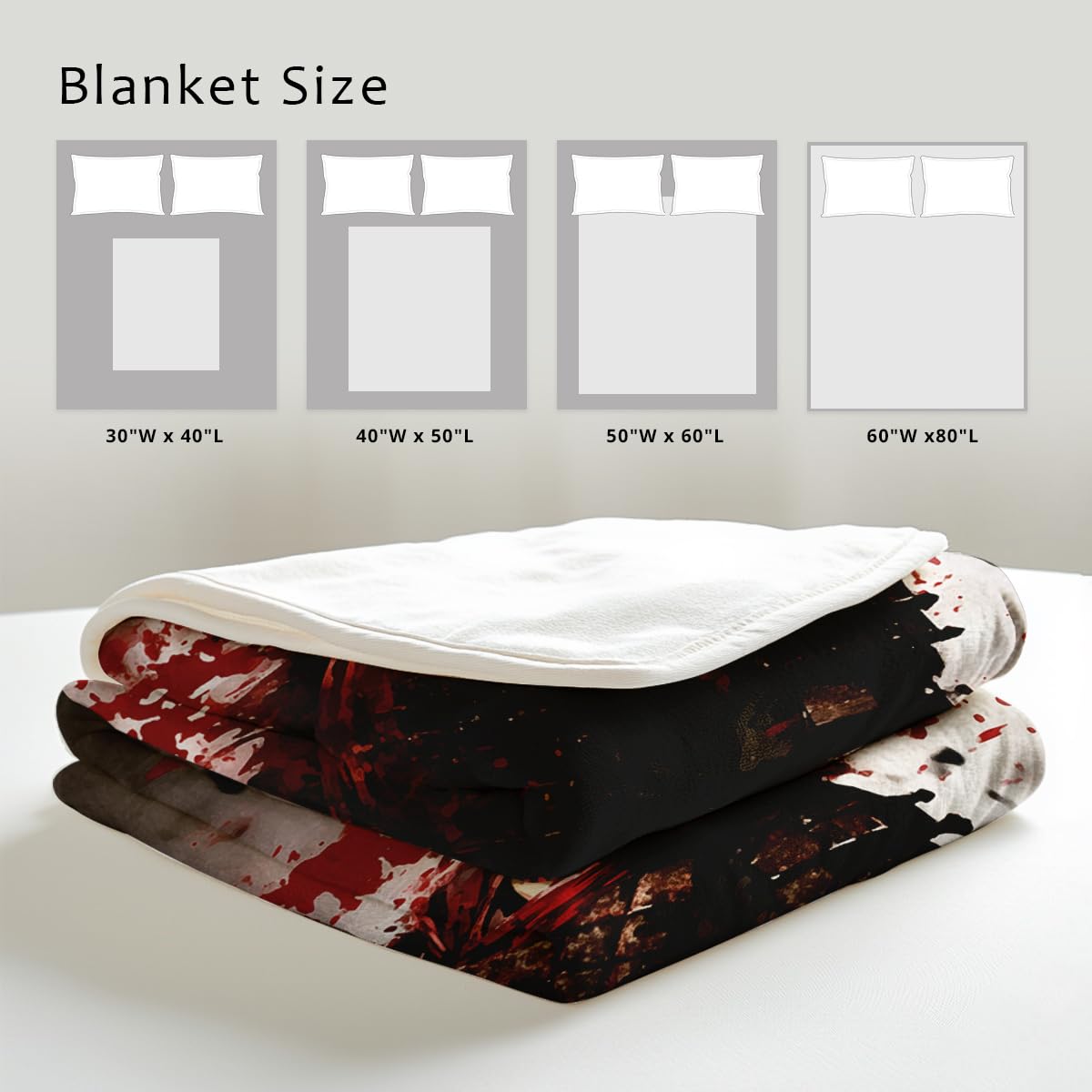 HUNXIAOJ Samurai Blanket and Throw Japanese Print Blanket Black and Red Armored Warrior Bushido Decor Flannel Japanese Theme Gifts for Boys Men Kids Adults (59"x78")