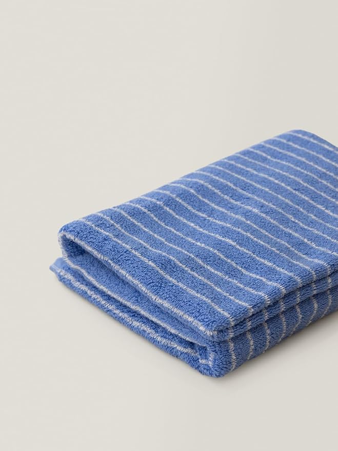 WENSHUO Azure Holiday-Striped Pure Cotton Hand Towel, 100% Combed Cotton