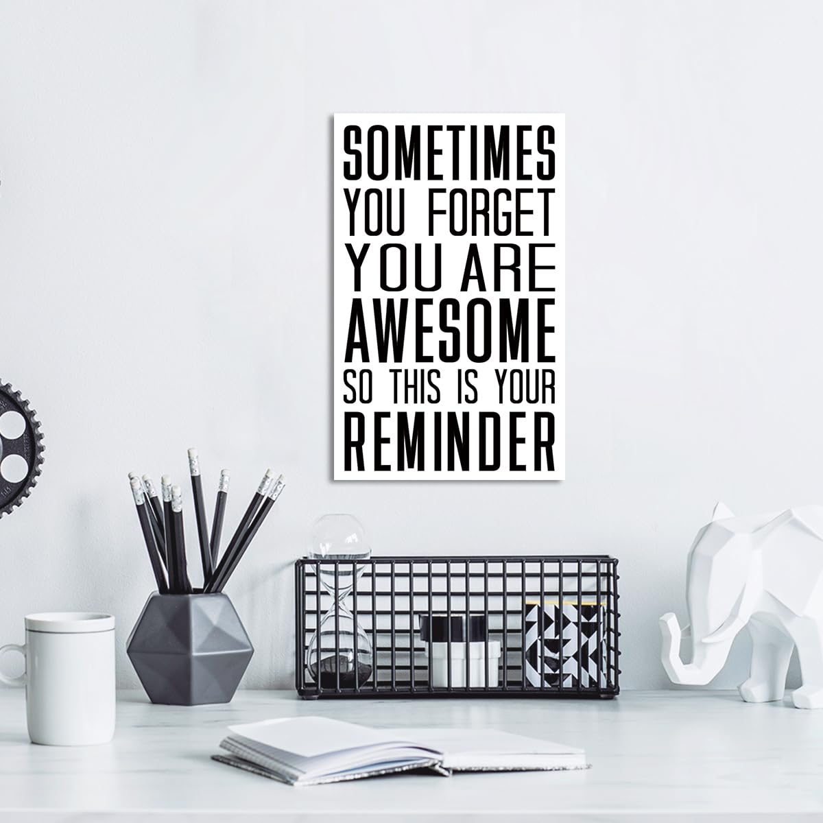 You Are Awesome Sign Wood Box,Inspirational Quote Wooden Block Sign for Home Office Tabletop Shelf Decor 10'' L x 6'' H,Motivational Desk Decor Accessories for Women