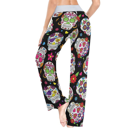 vvfelixl Women'S Pajama Pants Halloween Skulls Sleepwear Lounge Pajama Bottoms Black L