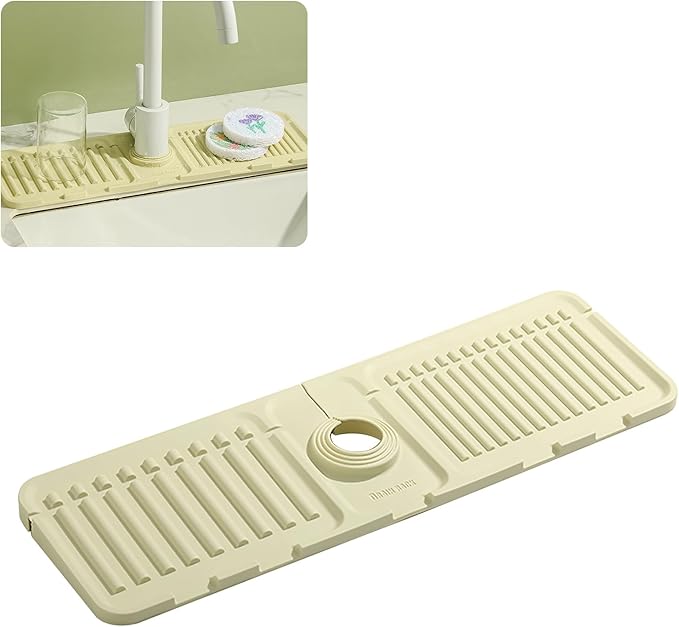 Faucet Mat for Kitchen Sink – Adjustable Silicone Sink Splash Guard