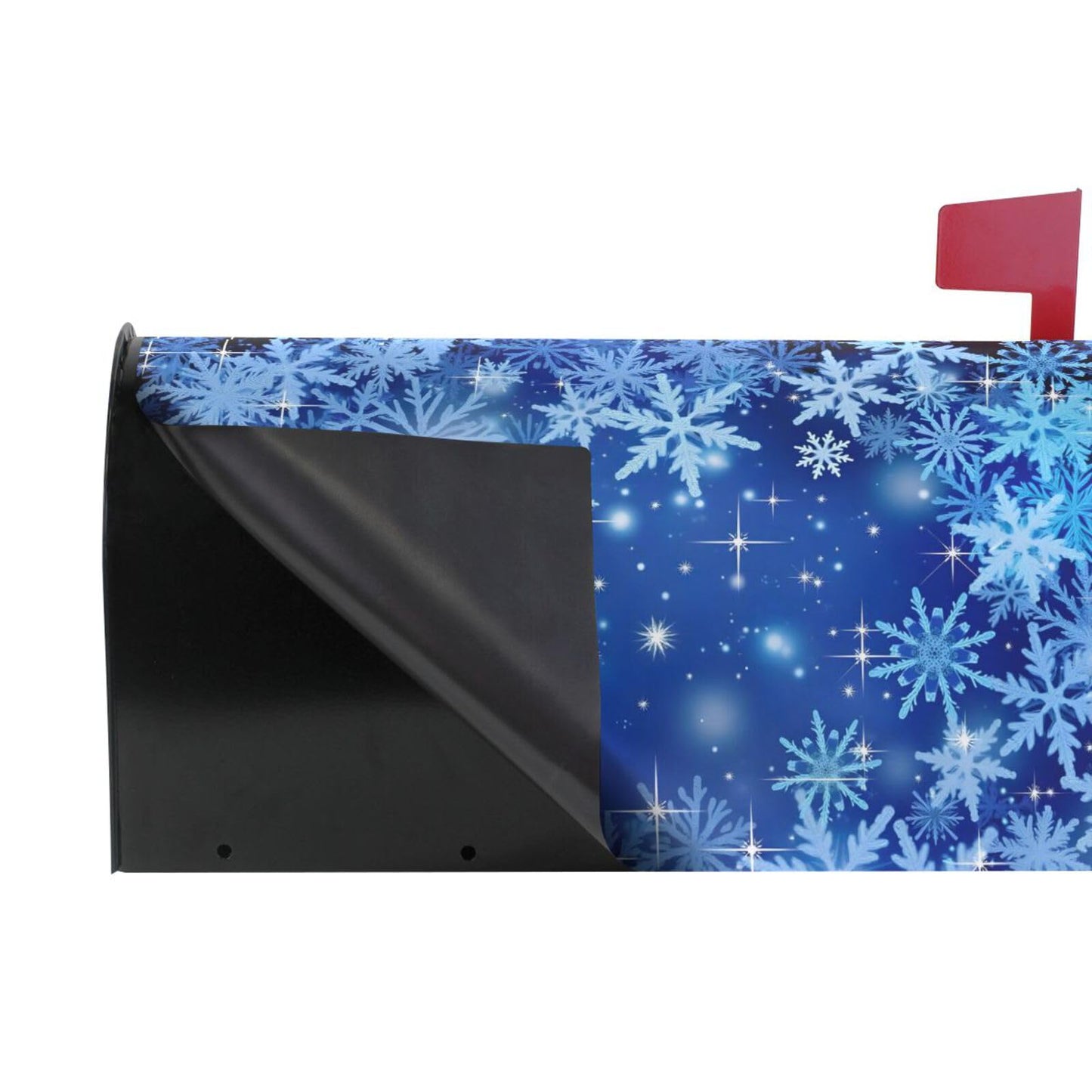 ALAZA Blue Winter Christmas Glitter Snowflakes Magnetic Mailbox Cover MailWraps Garden Yard Home Decor for Outside Oversized-25.5" x20.8"