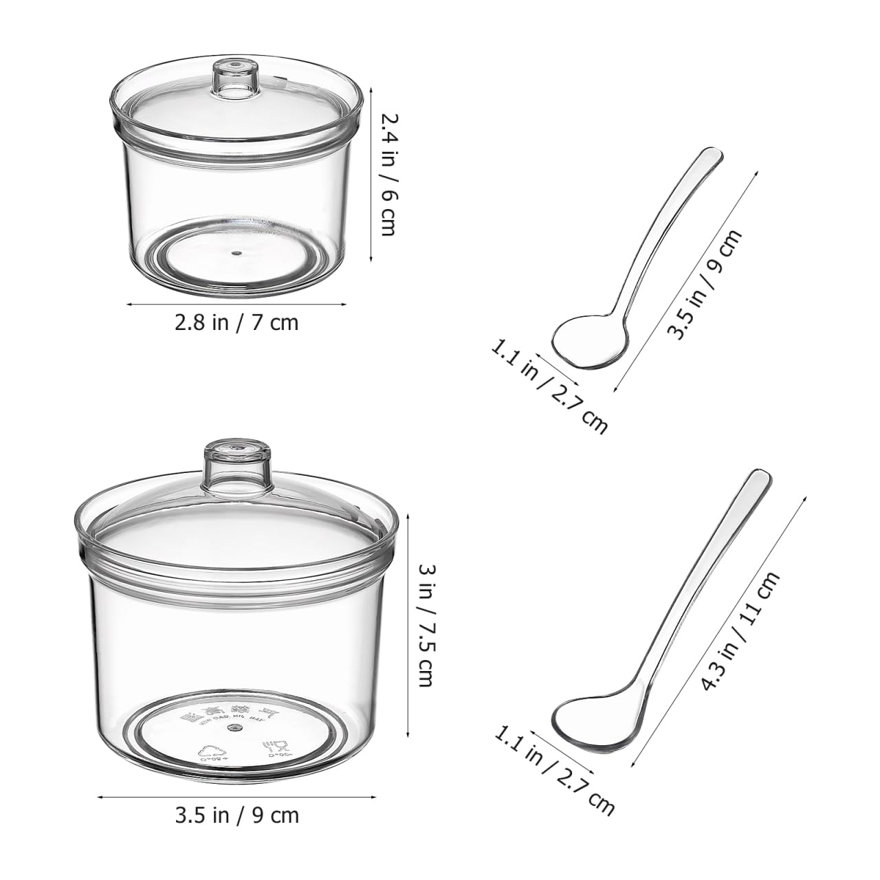 Cabilock Transparent Seasoning Box with Lids and Spoons 4.33X3.93 Inch Clear Salt Sugar Container Kitchen Condiment Storage Organizer