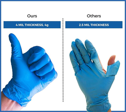 Surgicals Powder Free Nitrile Gloves, Food Grade, Hand Disposable Gloves - 1000 Count - Blue (1000, Medium)