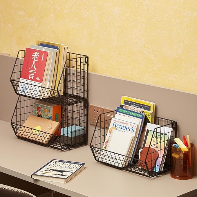 3 Tier Hanging Foldable Wire Baskets Closet Organizer Clothes Shelves
