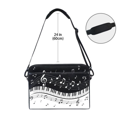 MRMIAN Fashionable Black White Music Note Score 15 inch Laptop Case Shoulder Bag Crossbody Briefcase Messenger Sleeve for Women Men Girls Boys with Shoulder Strap Handle, Back to School Gifts