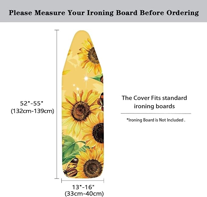GLENLCWE Sunflower Ironing Board Cover, 54x15 inches, Floral Design Iron Board