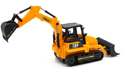 Top Race 8-Channel RC Excavator Tractor - Fully Functional Backhoe Loader with Lights and Sound - Remote Control Construction Digger Toy for Kids Ages 3+
