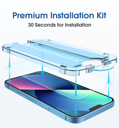 amFilm Auto-Alignment OneTouch for iPhone 16 [6.1''] Screen Protector + Camera Lens Protector, Tempered Glass, 30 seconds Installation, Bubble Free, Case Friendly, Anti-Scratch [2+2 Pack]