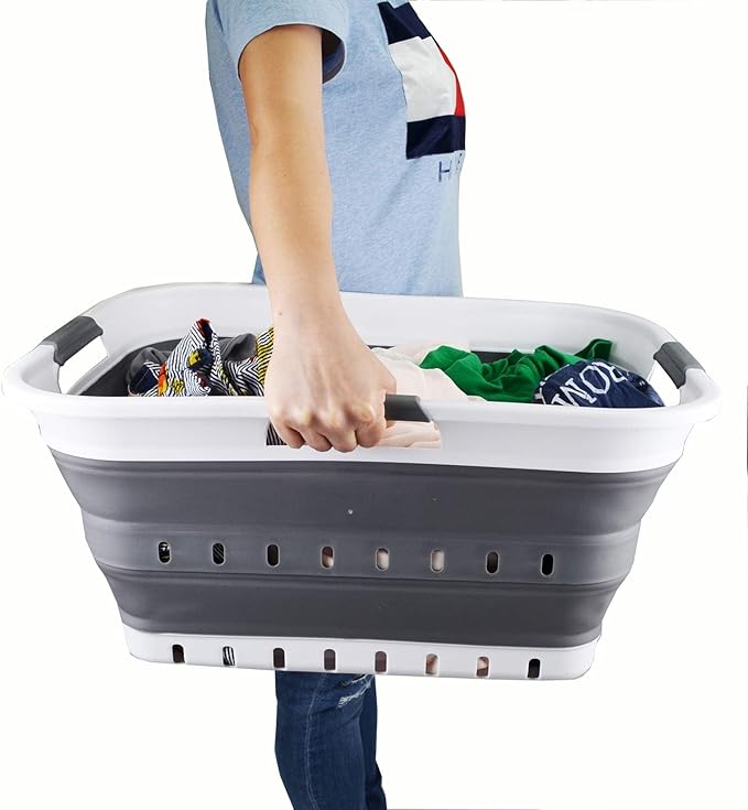 SAMMART 42L Collapsible Plastic Laundry Basket