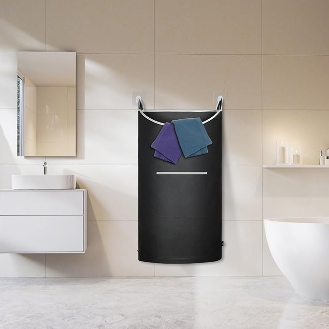 XL Hanging Laundry Hamper, Over Door/Wall Mount, Large Capacity, Modern Design