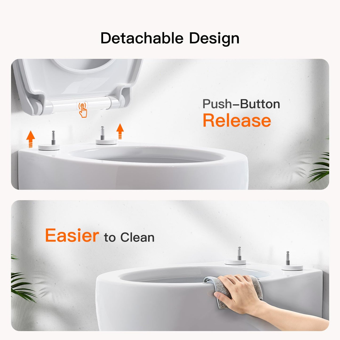Pipishell Soft Close Toilet Seat, Toilet Seat with Quick Release for Easy Clean, Simple Top Fixing, Standard Toilet Seats White with Adjustable Hinges, O Shape