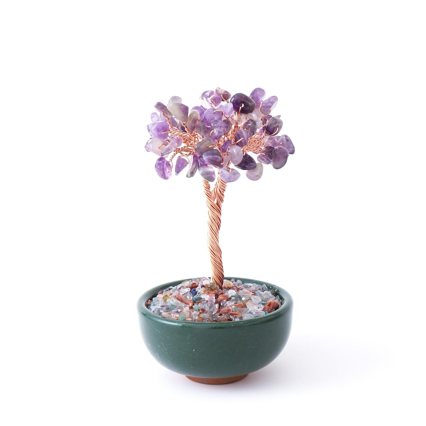 1PC Natural Amethyst Crystal Tree Handmade Wire Life Small Bowl Flowerpot Base Reiki Healing Feng Shui Mineral Specimen Tabletop Ornaments