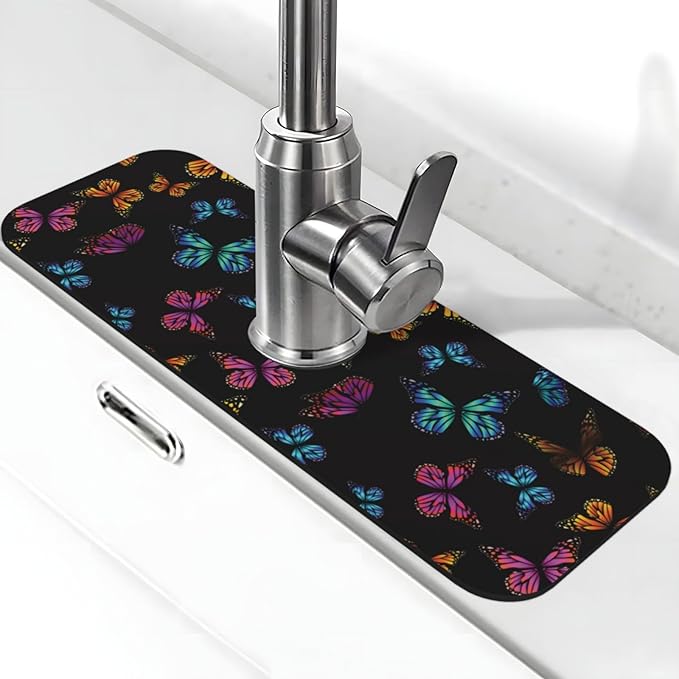 Butterfly Abstract Butterflies Kitchen Sink Splash Guard Faucet Mat Super