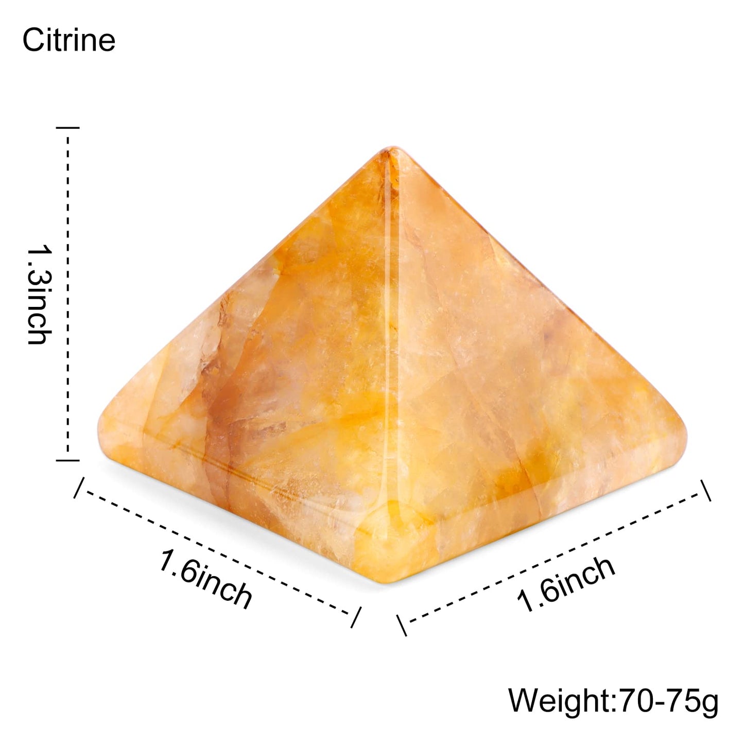 1.6"Citrine Crystal Pyramid Stone Hand Carved Gem Pyramid Healing Statue