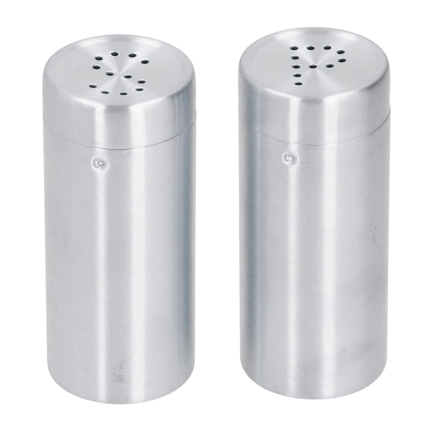 2Pcs Stainless Steel Spices Shakers, Salt and Pepper Shakers Set Seasoning Bottle Spices Jars Dispenser with Shaker Lids Silver