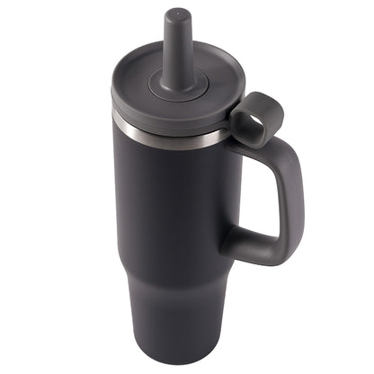 Fijinhom 32oz Tumbler, Insulated Stainless Steel Water Bottle with Straw, Cover Cap, Leak Proof Travel Tumbler with Handle, BPA-Free, Cupholder Friendly, Gifts for Women & Men, Black
