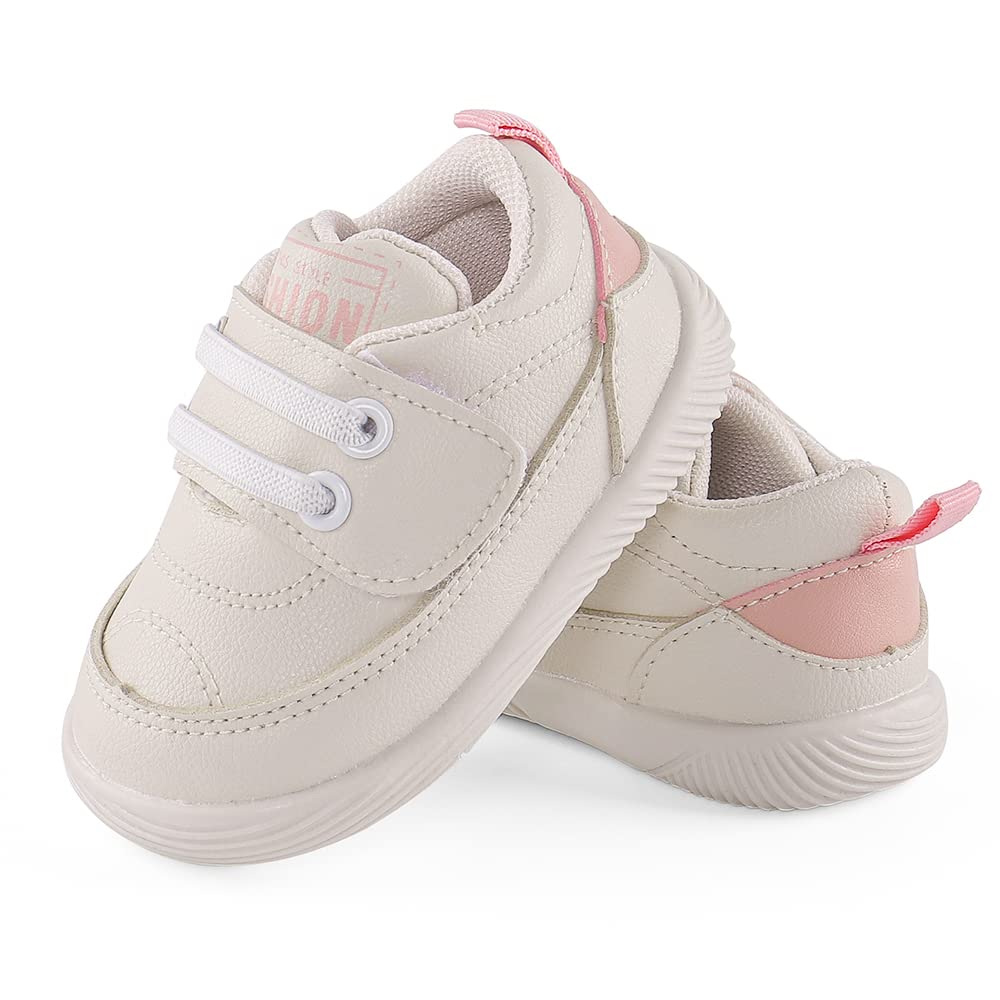 LACOFIA Baby Girls First Walking Shoes Infant Trainers Toddler Anti-Slip Prewalker Sneakers Pink 4.5