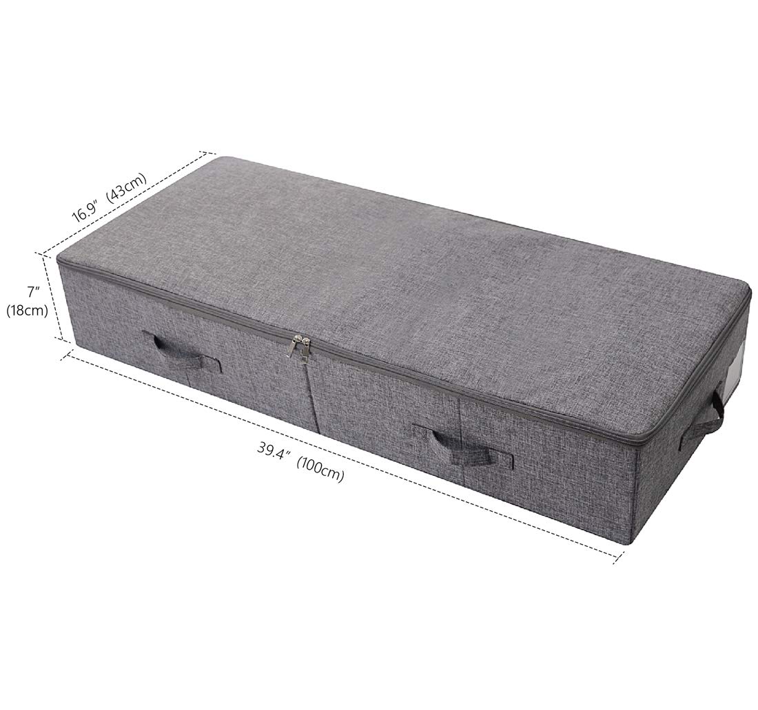iwill CREATE PRO Under Bed Storage Bin, 100cm Large Foldable Container with Lid | 39.4"x16.9"x7" Dust-Proof Washable Organizer for Shoes, Clothing, Bedding | Durable Plastic Board, Dark Gray