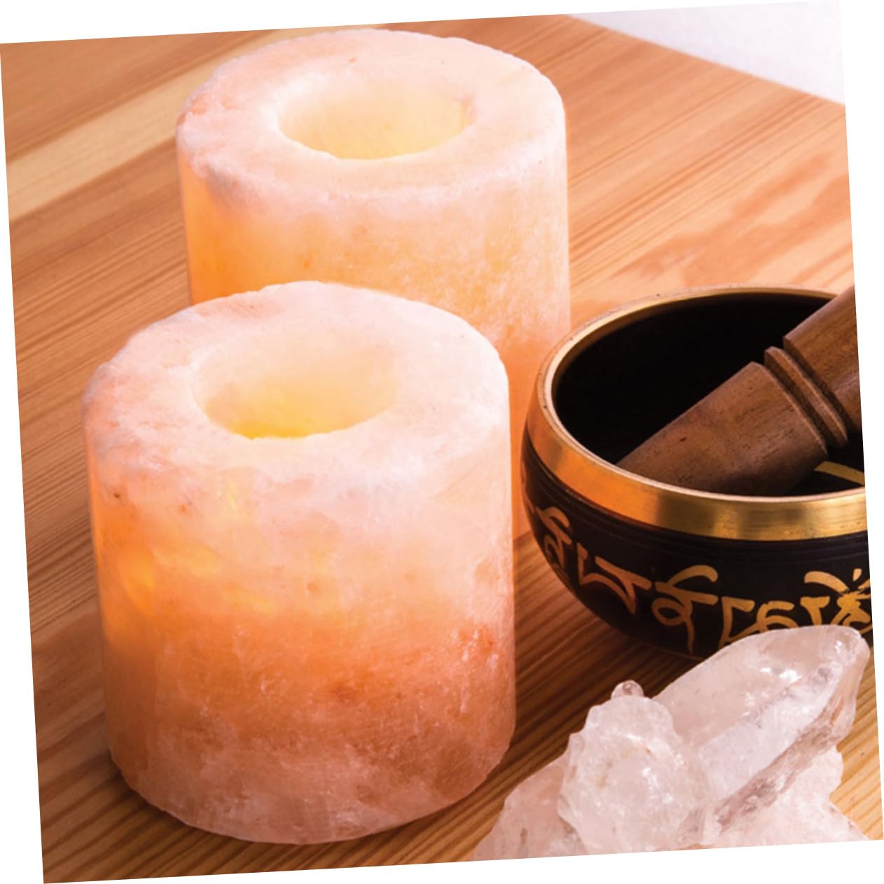 ABOOFAN Modern Himalayan Salt Candlestick Holders Decorative Home Decor for Living Room Garden Patio