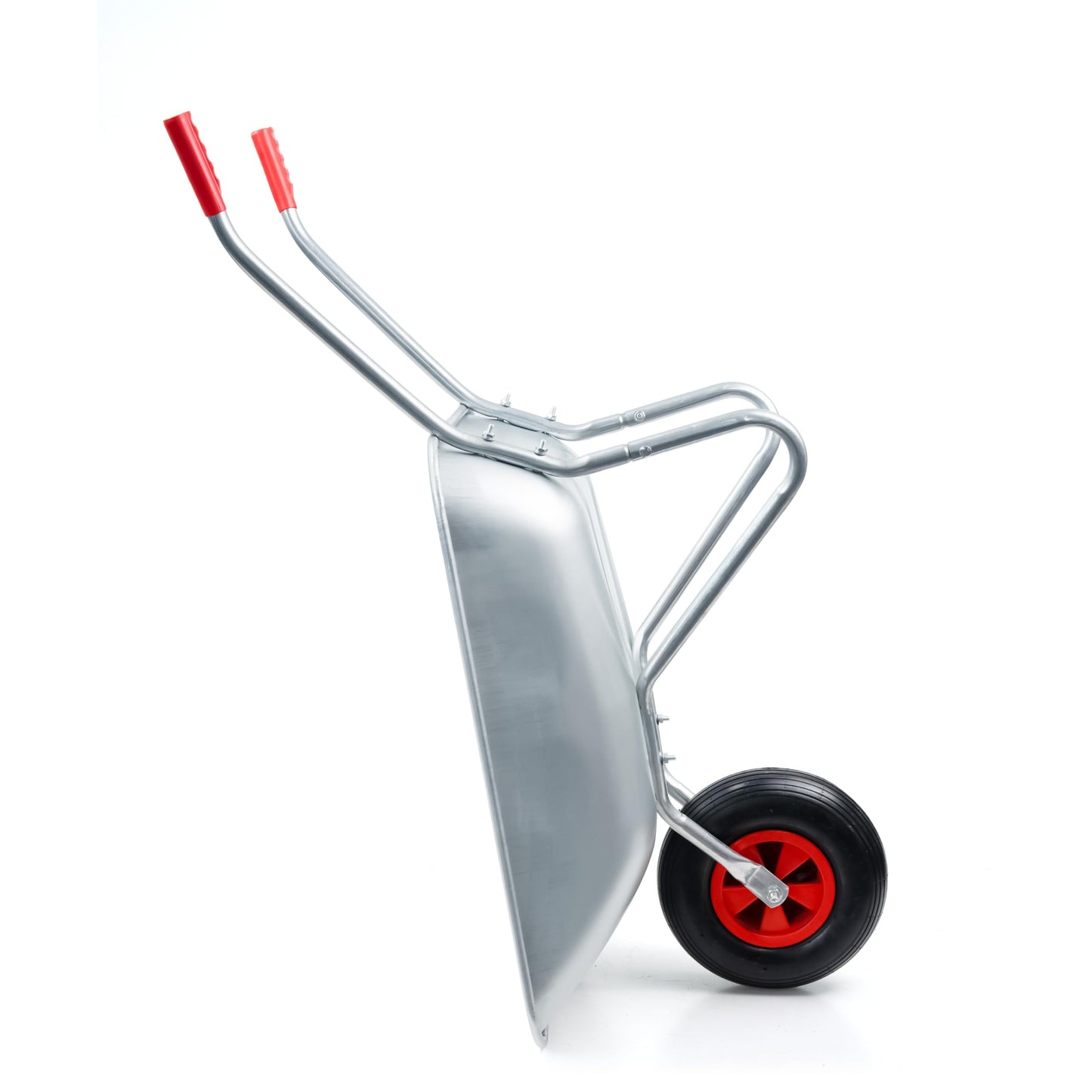 Crystals 65L/100KG Wheelbarrow Heavy Duty Galvanised - Home Garden Cart with Pneumatic Tyre - (80L x 60W x 60H) cm Silver